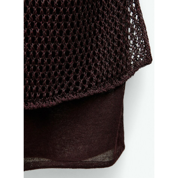 NWT Mango MNG Lurex openwork knit dress Burgundy Size Small - Picture 9 of 13